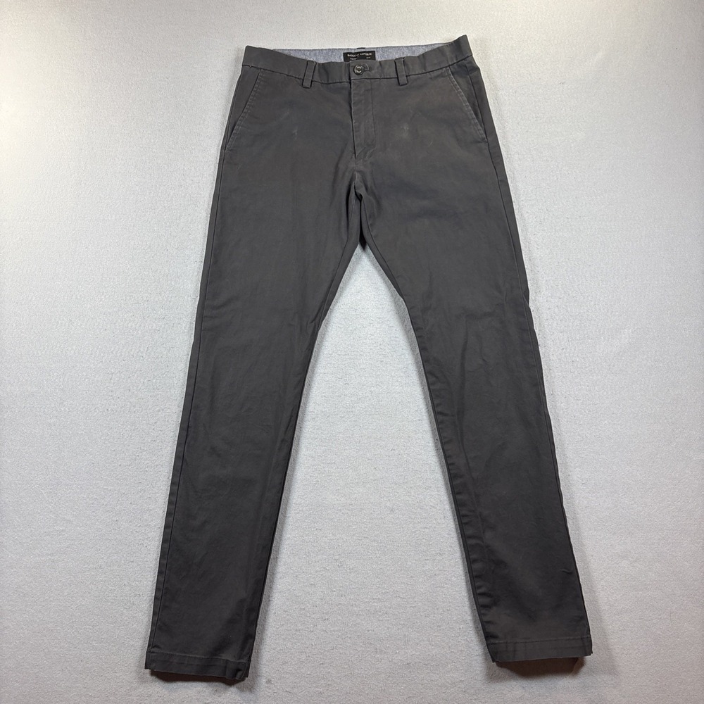 Banana Republic Men's Fulton Skinny Chino Pants Charcoal Gray 32 34‎ Flat Front